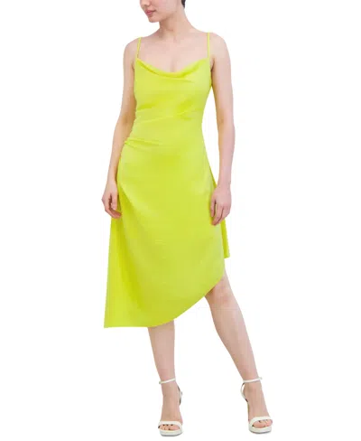 Bcbg New York Women's Cowlneck Sleeveless High-low Midi Dress In Yellow