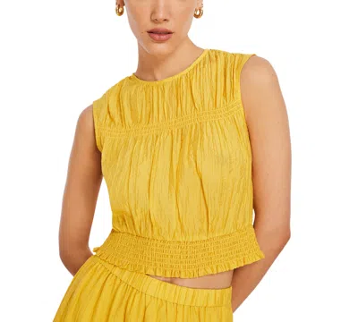 Bcbg New York Women's Crewneck Smocked Sleeveless Top In Yellow