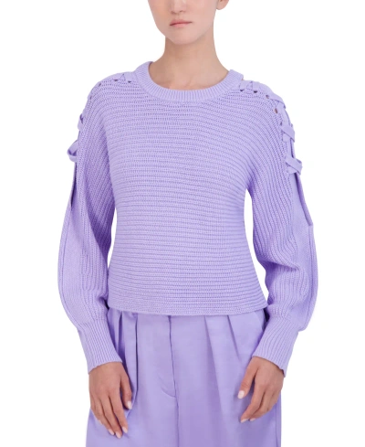 Bcbg New York Women's Lace-up Shoulder Sweater In Lavender
