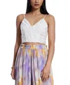 Bcbg New York Women's Sleeveless Shirred Crop Top In Blanc