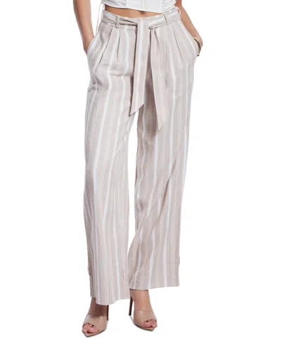 Bcbg New York Women's Striped Wide-leg Pants In Tan Stripe