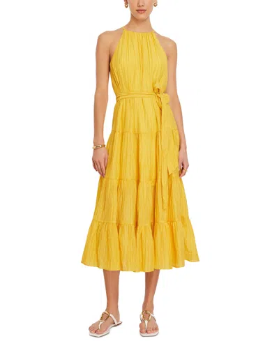 Bcbg New York Women's Tiered Halter-neck Maxi Dress In Yellow