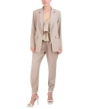 Bcbg New York Womens Twill Open Front Blazer Twill Tiered Cami Top Twill Jogger Pants In Martini