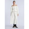 Bcbg Off Shoulder Drawstring Top In White