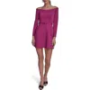 Bcbg Off The Shoulder Long Sleeve Minidress In Purple