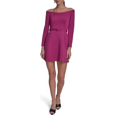 Bcbg Off The Shoulder Long Sleeve Minidress In Purple
