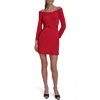 Bcbg Off The Shoulder Long Sleeve Minidress In Red