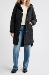 Bcbg Onion Quilted Hooded Long Coat In Black