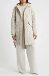 Bcbg Onion Quilted Hooded Long Coat In Neutral