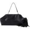 Bcbg Oversize Fringe Shoulder Bag In Black