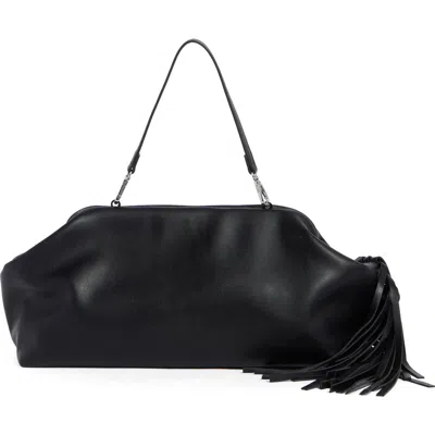 Bcbg Oversize Fringe Shoulder Bag In Black