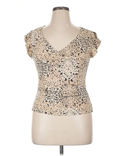 Pre-owned Bcbg Paris Short Sleeve Top Tan Sweetheart Neckline Tops In Brown