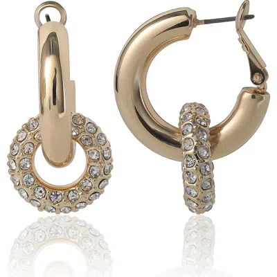 Bcbg Pavé And Polished Gold-tone Double Hoop Earrings