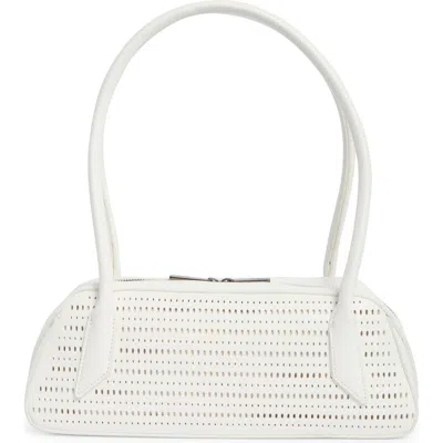 Bcbg Perforated Faux Leather Shoulder Bag In White