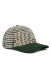 Bcbg Plaid & Corduroy Baseball Cap In Green