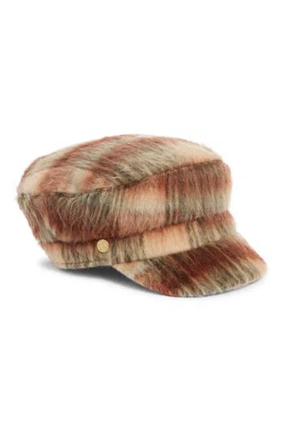 Bcbg Plaid Brushed Faux Fur Conductor Cap In Brown