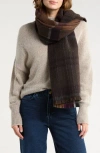 Bcbg Plaid Reversible Scarf In Brown