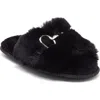 Bcbg Plush Horsebit Faux Fur Slipper In Black