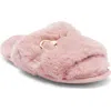 Bcbg Plush Horsebit Faux Fur Slipper In Pink