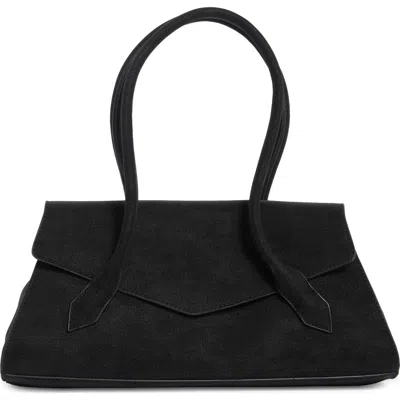 Bcbg Pointed Flap Faux Leather Shoulder Bag In Black