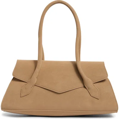 Bcbg Pointed Flap Faux Leather Shoulder Bag In Brown