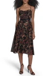 Bcbg Women's Printed Sweetheart Neck Midi Dress In Black