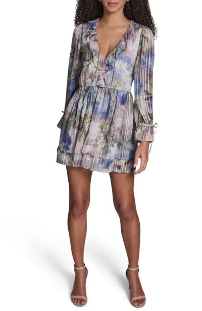 Bcbg Print Metallic Long Sleeve Dress In Blue