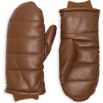 Bcbg Quilted Puffer Mittens In Brown