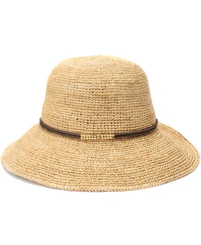 Bcbg Raffia Face Saver Bead Trim Sun Hat In Brown