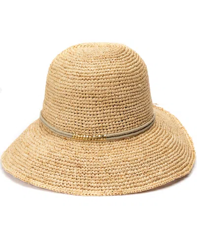 Bcbg Raffia Face Saver Bead Trim Sun Hat In Transparent