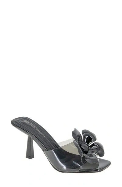 Bcbg Remani Flower Embellished Sandal In Smoke/black