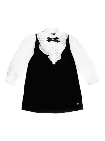 Bcbg Kids' Rhinestone-embellished Ruffled Dress In Black