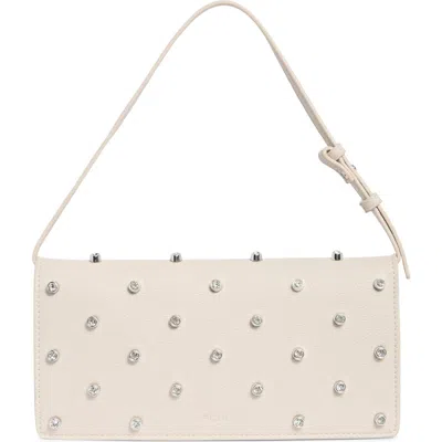 Bcbg Rhinestone Faux Leather Shoulder Bag In Ivory