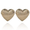 Bcbg Ribbed Heart Button Earrings In Gold