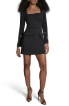Bcbg Women's Grommet Long Sleeve Mini Dress In Black