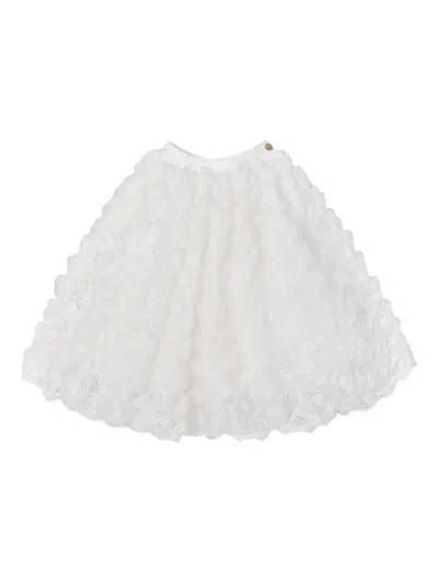 Bcbg Rose-effect Tulle Skirt In White