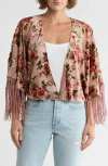 Bcbg Rose Floral Velvet Topper In Brown
