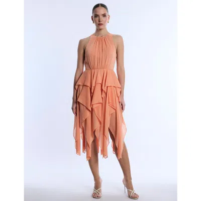 Bcbg Ruffle Skirt Dress In Orange