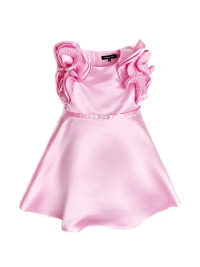 Bcbg Kids' Ruffled Belt Dress In Pink