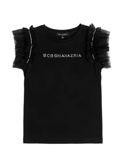 Bcbg Kids' Ruffled T-shirt In Black