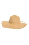 Bcbg Scalloped Edge Straw Floppy Hat In Tan