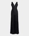 Bcbg Sequin-embellished Cutout Gown In Black