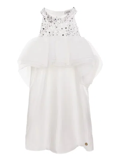 Bcbg Kids' Sequin-embellished Dress In White