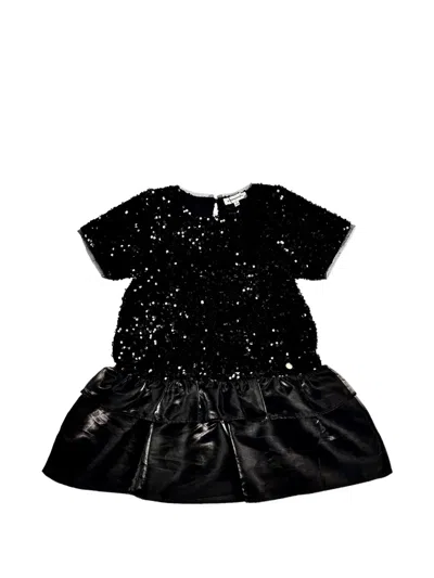 Bcbg Kids' Sequin Ruffled Dress In Black