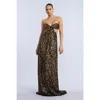 Bcbg Sequin Strapless Gown In Gold