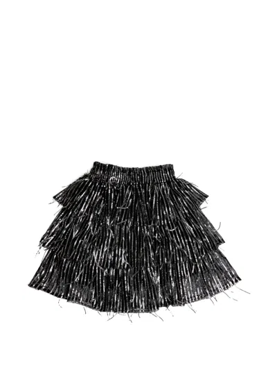 Bcbg Sequined Tiered Skirt In Black
