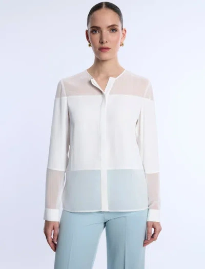 Bcbg Sheer Panel Blouse In Yellow
