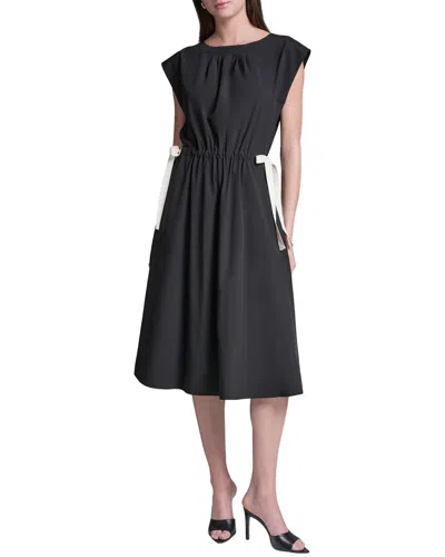 Bcbg Bow Crepe Midi Dress In Black