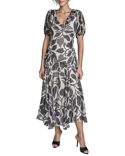 Bcbg Floral Metallic Clip Dot Maxi Dress In Black