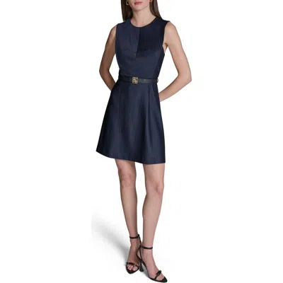 Bcbg Sleeveless Belted Minidress In Blue